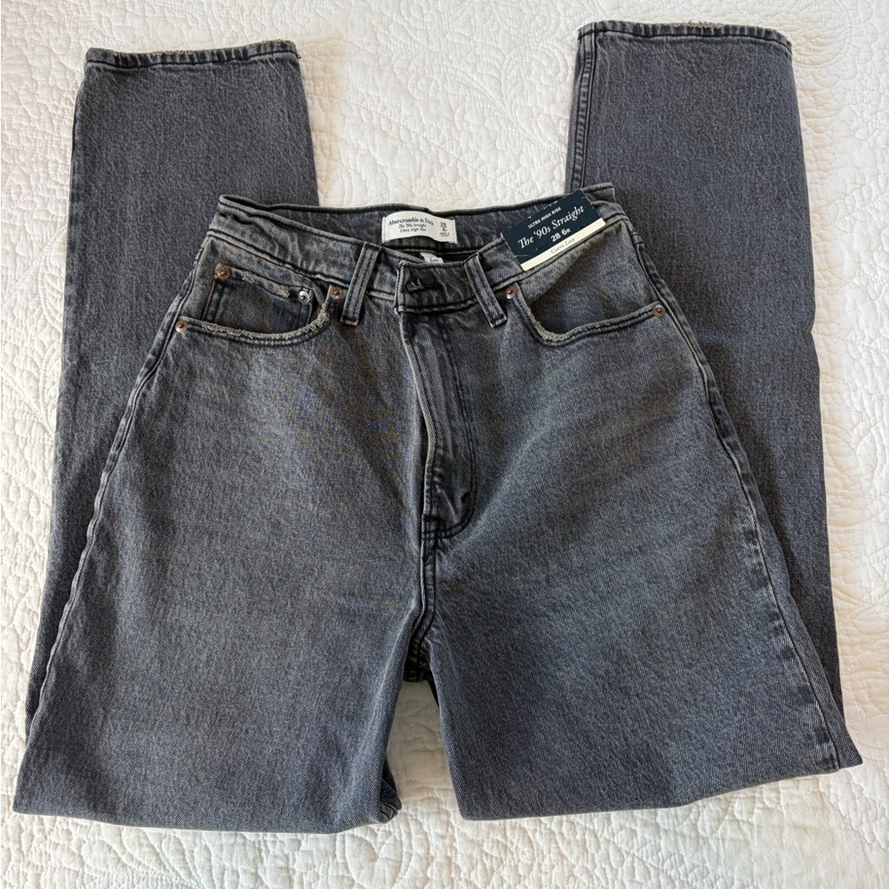 Abercrombie & Fitch Dark Gray Women's Straight Jeans - Picture 3 of 6